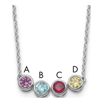 14K White Gold 4-Stone Family Birthstone Necklace – view 5