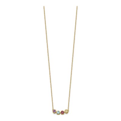 14K Yellow Gold 4-Stone Birthstone Family Necklace Mounting – view 2