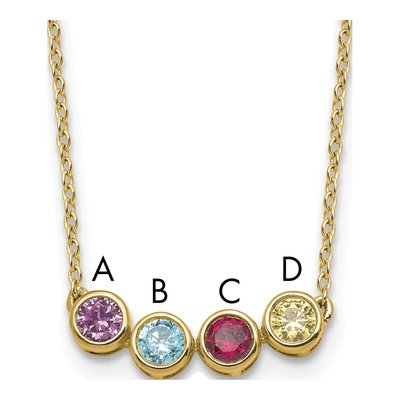 14K Yellow Gold 4-Stone Birthstone Family Necklace Mounting – view 3