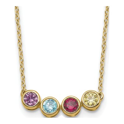 14K Yellow Gold 4-Stone Family Birthstone Necklace – view 2