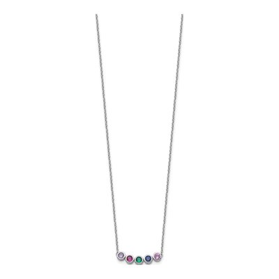 14K White Gold 5-Stone Family Birthstone Necklace – view 3