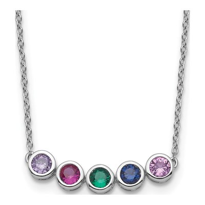 14K White Gold 5-Stone Family Birthstone Necklace