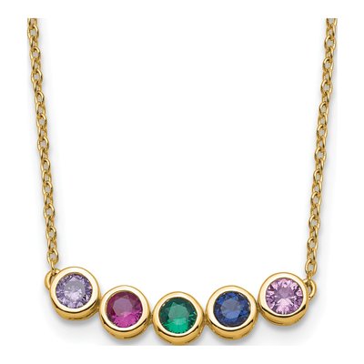 14K Yellow Gold 5-Stone Birthstone Family Necklace – view 2