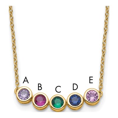 14K Yellow Gold 5-Stone Birthstone Family Necklace