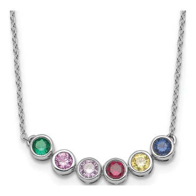 14K White Gold Personalized Family Birthstone Necklace – view 3
