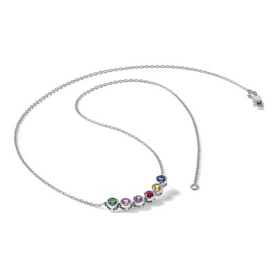14K White Gold Personalized Family Birthstone Necklace – view 6