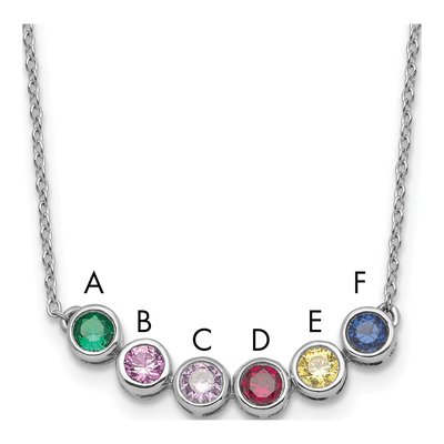 14K White Gold Personalized Family Birthstone Necklace