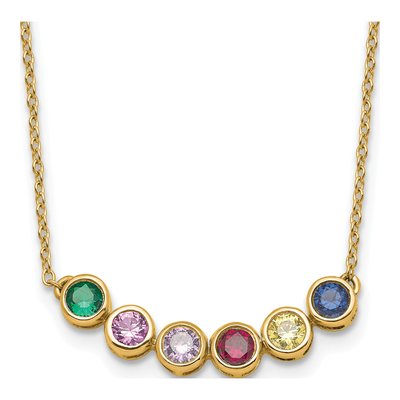 14K Yellow Gold 6-Stone Family Birthstone Necklace – view 2