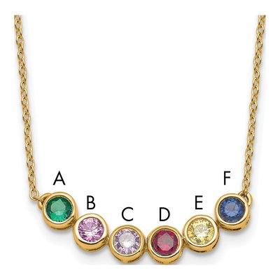 14K Yellow Gold 6-Stone Family Birthstone Necklace
