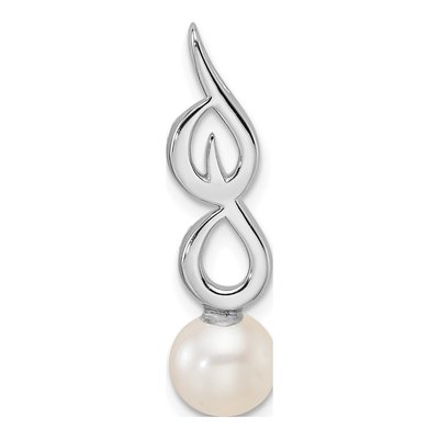 14K White Gold 1/20 ct tw Freshwater Cultured Pearl & Diamond Slide Pendant – view 4
