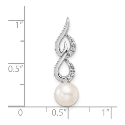 14K White Gold 1/20 ct tw Freshwater Cultured Pearl & Diamond Slide Pendant – view 5