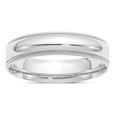 Platinum 5mm Milgrain Comfort-Fit Wedding Band