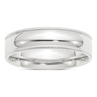 Platinum 6mm Milgrain Comfort-Fit Wedding Band