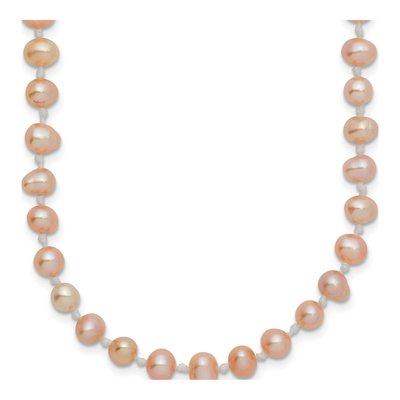 14K Yellow Gold Pink Freshwater Cultured Pearl Necklace