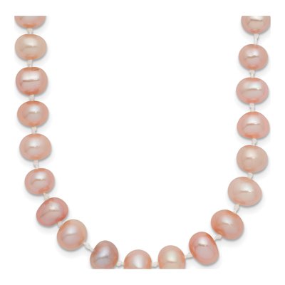 14K Yellow Gold Pink Freshwater Cultured Pearl Necklace