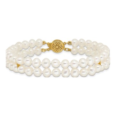 14K Yellow Gold Freshwater Cultured Pearl 2-Strand Bracelet – view 3