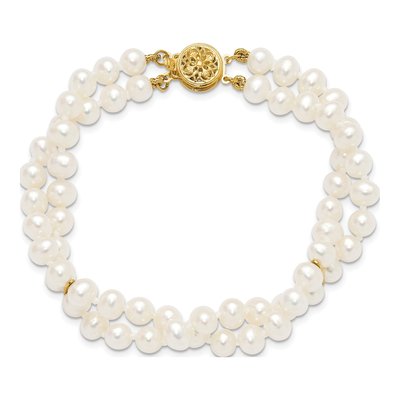 14K Yellow Gold Freshwater Cultured Pearl 2-Strand Bracelet – view 4