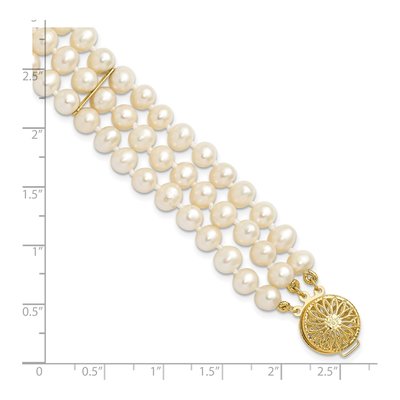 14K Yellow Gold Freshwater Cultured Pearl 3-Strand Bracelet – view 5