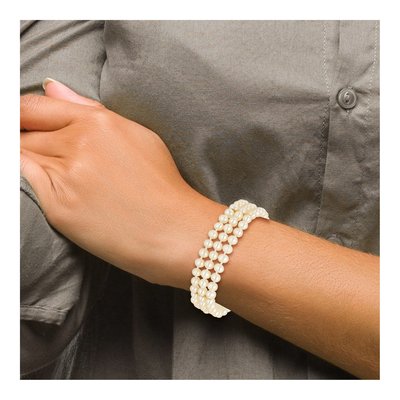 14K Yellow Gold Freshwater Cultured Pearl 3-Strand Bracelet – view 6