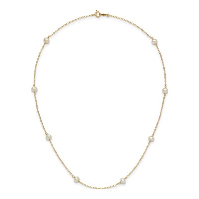 14K Yellow Gold Freshwater Cultured Pearl Station Necklace – view 4
