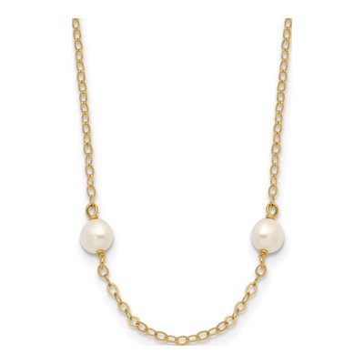 14K Yellow Gold Freshwater Cultured Pearl Station Necklace