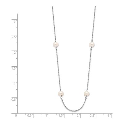 14K White Gold Freshwater Cultured Pearl Station Necklace – view 4