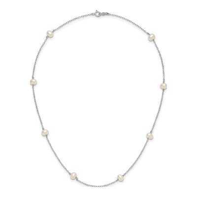 14K White Gold Freshwater Cultured Pearl Station Necklace – view 6