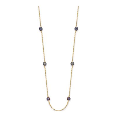 14K Yellow Gold Freshwater Cultured Pearl Station Necklace – view 2