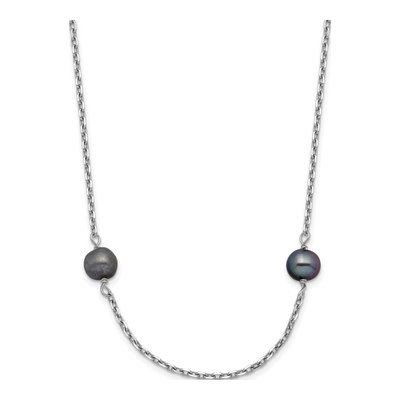 14K White Gold Black Freshwater Cultured Pearl Necklace