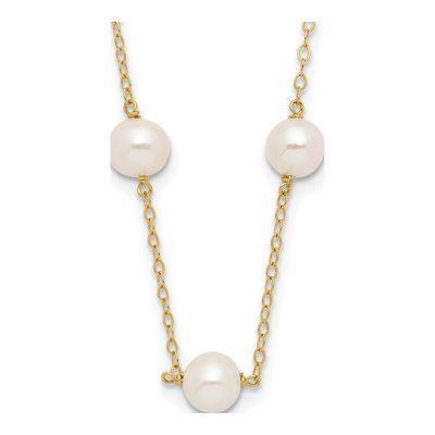 14K Yellow Gold Freshwater Cultured Pearl Near-Round 12-Station Necklace