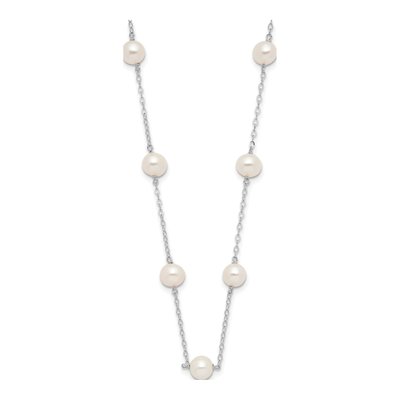 14K White Gold Freshwater Cultured Pearl Near Round 12-station Necklace – view 2