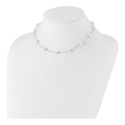 14K White Gold Freshwater Cultured Pearl Near Round 12-station Necklace – view 3