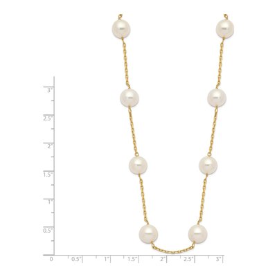14K Yellow Gold Freshwater Cultured Pearl Station Necklace – view 2