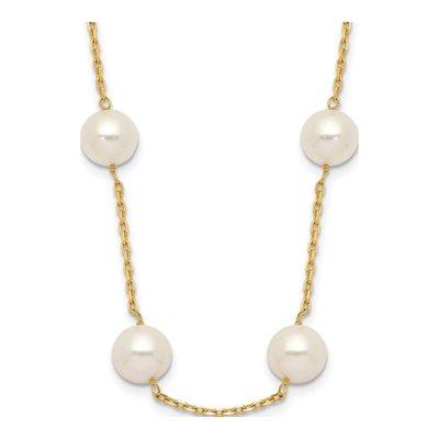 14K Yellow Gold Freshwater Cultured Pearl Station Necklace