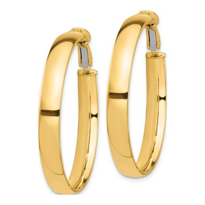 14K Yellow Gold 38mm Flat Tube Omega Back Hoop Earrings – view 3