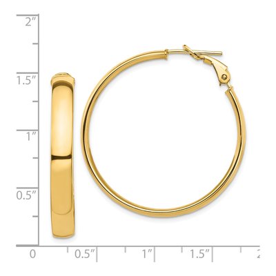 14K Yellow Gold 38mm Flat Tube Omega Back Hoop Earrings – view 5