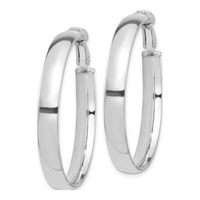 14K White Gold 38mm Tube Omega Back Hoop Earrings – view 3