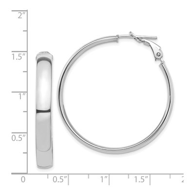 14K White Gold 38mm Tube Omega Back Hoop Earrings – view 5