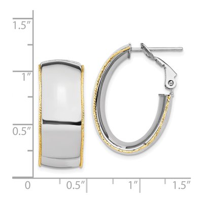 14K Two-Tone Wg 9.5mm Polished With Yg D/C Wire Accent Oval Hoop Earrings – view 4
