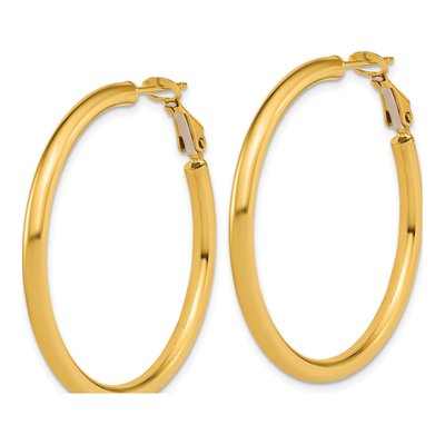 14K Yellow Gold 40mm Round Tube Hoop Earrings – view 2