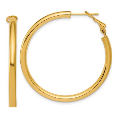 14K Yellow Gold 40mm Round Tube Hoop Earrings