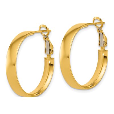 14K Yellow Gold 25mm Flat Tube Hoop Earrings – view 2