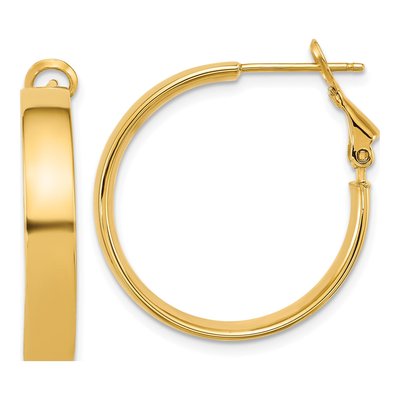 14K Yellow Gold 25mm Flat Tube Hoop Earrings
