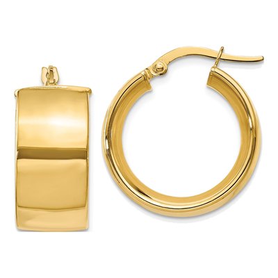 14K Yellow Gold 16mm Round Tube Hoop Earrings