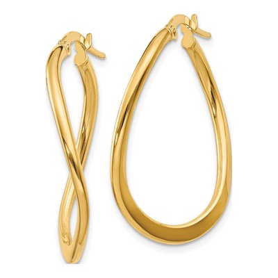 14K Yellow Gold 19mm Tapered Twist Hoop Earrings – view 3