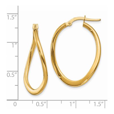 14K Yellow Gold 19mm Tapered Twist Hoop Earrings – view 6