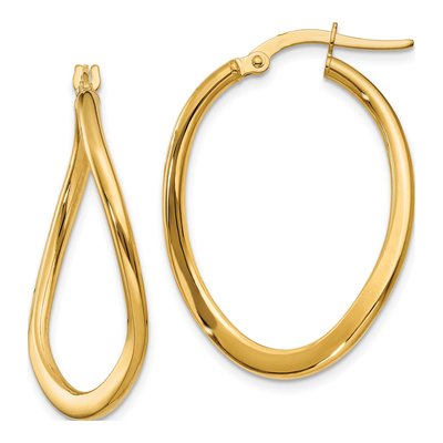 14K Yellow Gold 19mm Tapered Twist Hoop Earrings