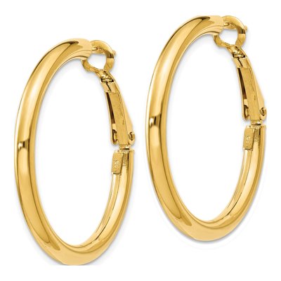 14K Yellow Gold 33mm Omega Back Tube Hoop Earrings – view 3