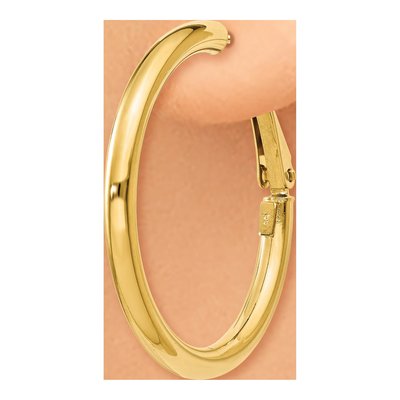14K Yellow Gold 33mm Omega Back Tube Hoop Earrings – view 4
