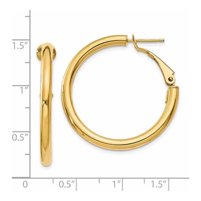 14K Yellow Gold 33mm Omega Back Tube Hoop Earrings – view 5